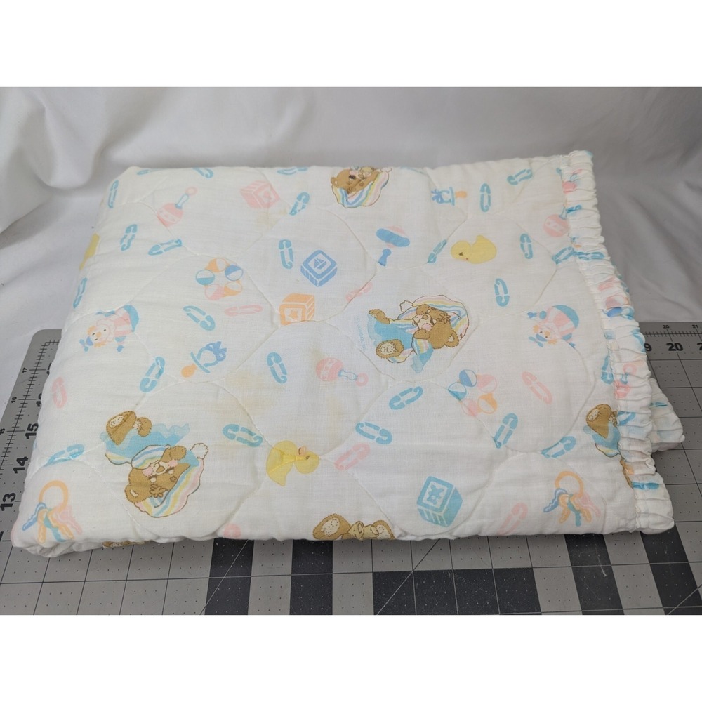Morgan Teddy Beddy Bear Baby Blanket Quilt Diaper Pins Design